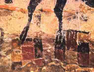 Caves of Lascaux, Legs of Female Cow standing on coloured flags