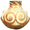 Prehistoric pot from Mesopotamia showing spiral motifs